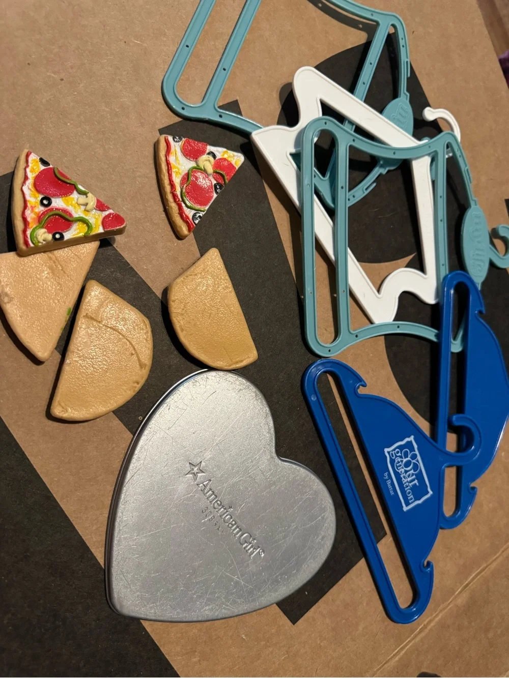 American Girl Doll large heart shaped pizza pan & hangers